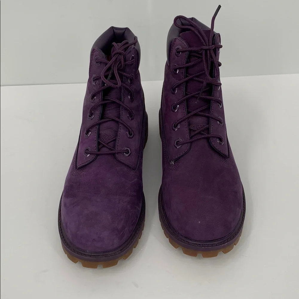 Timberland waterproof lace-up winter boots combat purple suede leather girls 6
